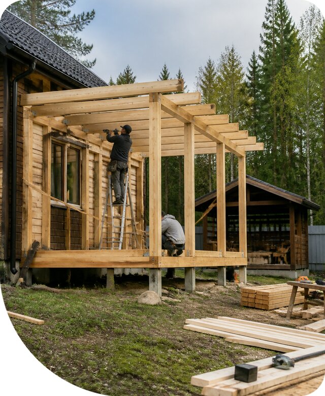 Строительство пристроек и построек на участке в Троицке