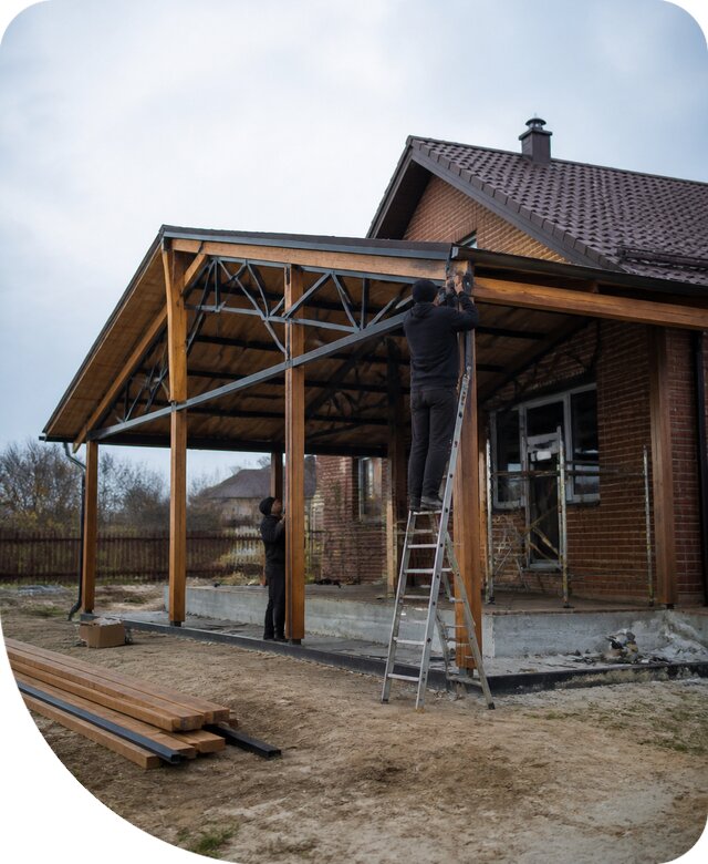 Пристройка навеса к дому и участку в Троицке под ключ